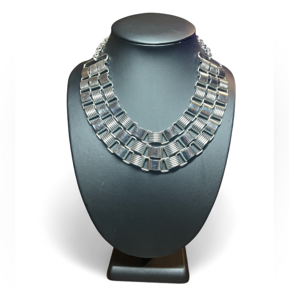 Statement Gunmetal Plated Multi Layer Choker Laye… - image 1